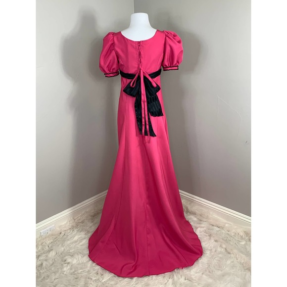 Vintage Dresses Bridgerton Bold Gaudy Watermelon Pink Regency Dress
